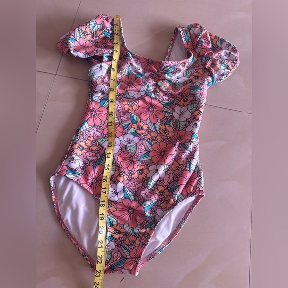 CAT & JACK Big Girls One Piece Floral Print Pink Swimwear | XL (14) - Picture 8 of 10